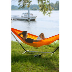 Hamac de voyage résistant et respirant pour une détente optimale - orange / 300 x 170 cm