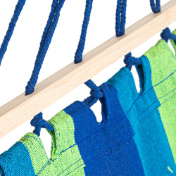 Hamac spacieux avec traverses en bois bleu et oreiller confortable - Matériau doux et durable