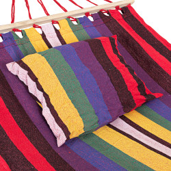 Hamac spacieux avec traverses en bois rouge et oreiller confortable - Matériau doux et durable