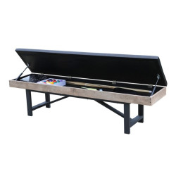Banc de rangement en bois pour accessoires de billard et autres jeux de société