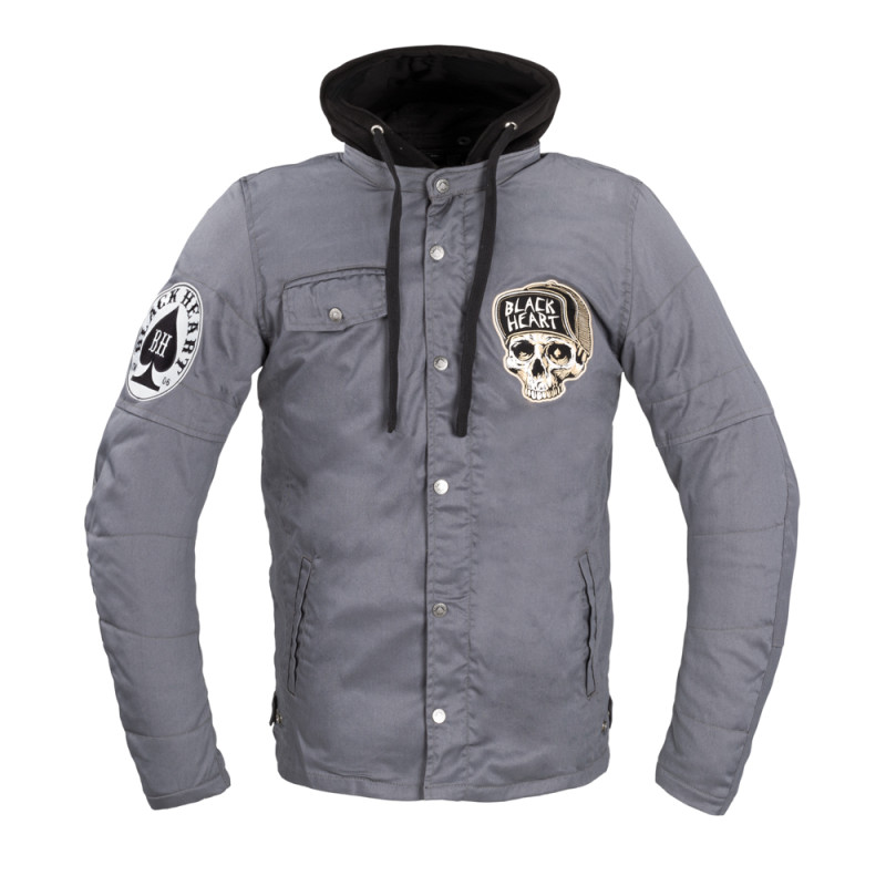Veste de moto homme à capuche grise BLACK HEART