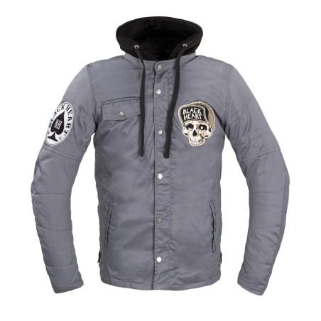 Veste de moto homme à capuche grise BLACK HEART