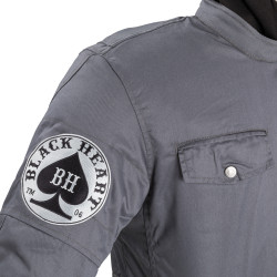 Veste de moto homme à capuche grise BLACK HEART - Taille S à 5XL