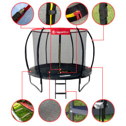 Trampoline diamètre 244 cm PRO avec filet haute sécurité et échelle robuste