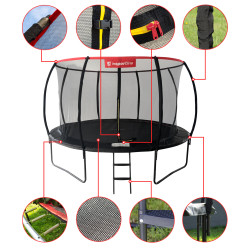 Trampoline avec échelle de sécurité et filet de protection - Grand damiètre 366 cm