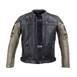 Veste de moto en cuir vintage pour hommes avec protections intérieures - Tailles S à 6XL