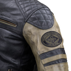 Veste de moto en cuir vintage pour hommes avec protections intérieures - Tailles S à 6XL