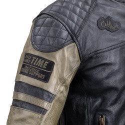 Veste de moto en cuir vintage pour hommes avec protections intérieures - Tailles S à 6XL
