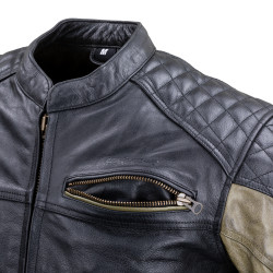 Veste de moto en cuir vintage pour hommes avec protections intérieures - Tailles S à 6XL