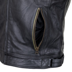 Veste de moto en cuir vintage pour hommes avec protections intérieures - Tailles S à 6XL