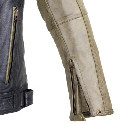 Veste de moto en cuir vintage pour hommes avec protections intérieures - Tailles S à 6XL