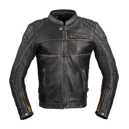 Blouson de moto pour hommes en cuir noir premium