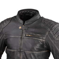 Blouson de moto pour hommes en cuir noir premium résistant - Taille M à 6XL
