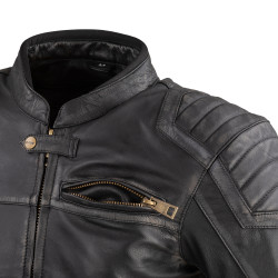 Blouson de moto pour hommes en cuir noir premium résistant - Taille M à 6XL